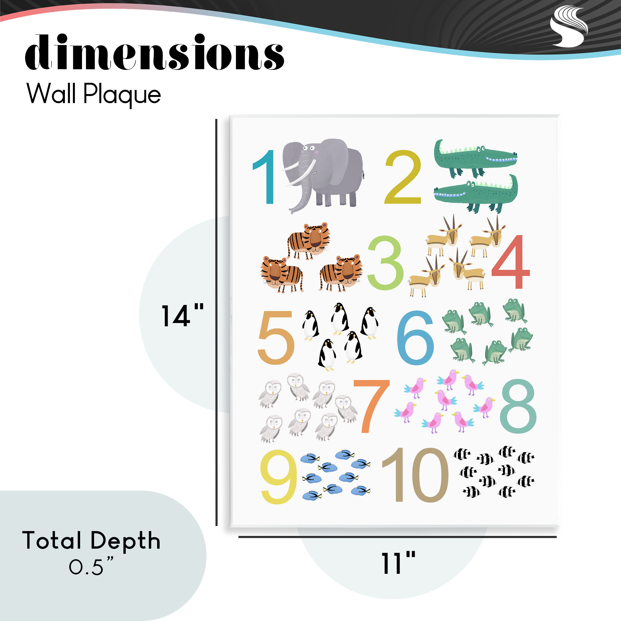 Kid's Counting Animals Wall Plaque Art, design by Carla Daly