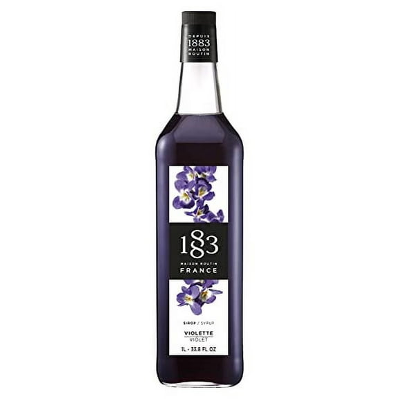 1883 Violet Syrup - Flavored Syrup for Hot & Iced Beverages, Subtle Floral Taste - Gluten-Free, Vegan, Non-GMO, Kosher, Preservative-Free, Made in France | Glass Bottle 1 Liter (33.8 Fl Oz)