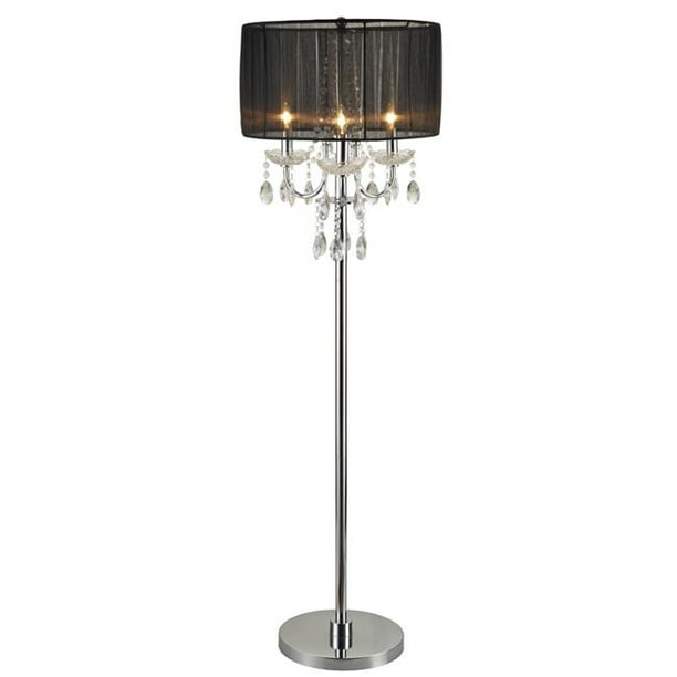 Benjara Bm220568 Round Fabric Wrapped Floor Lamp With Crystal Inlay 44 Gray Silver Com Benjara Bm220568 Round Fabric Wrapped, Round Crystal Floor Lamp