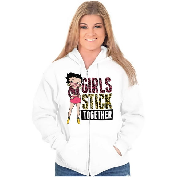 Betty Boop Girl Power Stick Together Zip Hoodie Sweatshirt Women Brisco Brands M