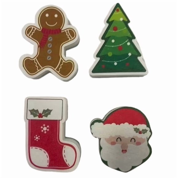 4 esponjas de limpieza navideñas seleccionadas al azar, estropajos de cocina, diseño de temporada, duraderas, adecuadas for la limpieza del hogar.