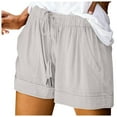 thumbnail image 3 of WAYUTE Shorts for Women Plus Size Shorts Casual 2025 Summer Beach Drawstring Shorts with Pockets Loose Cute Vacation Trendy Clothes, 3 of 9