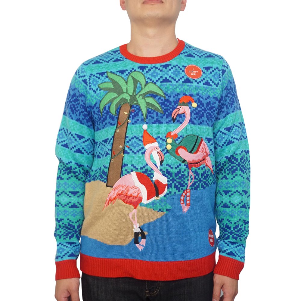 Holiday Holiday Men's Light Up Warm Flamingos Ugly Christmas Sweater