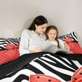 thumbnail image 5 of Homewish Kawaii Red Bow Knot Boy Girl 3 Pieces Queen Comforter Set,Polka Dots Ultra Soft Bedding Sets,Animal Zebra Print Bedding Comforter Set Breathable,Super Cozy Room Decor,Reversible, 5 of 8