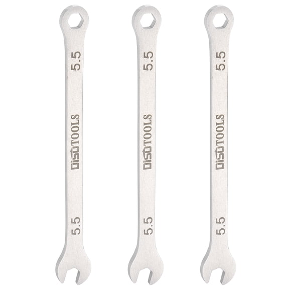 Uxcell 3pcs Thin Combination Wrench Metric 5.5mm 6-Point Ended Box 15 Degree Offset Open End Stainless Steel