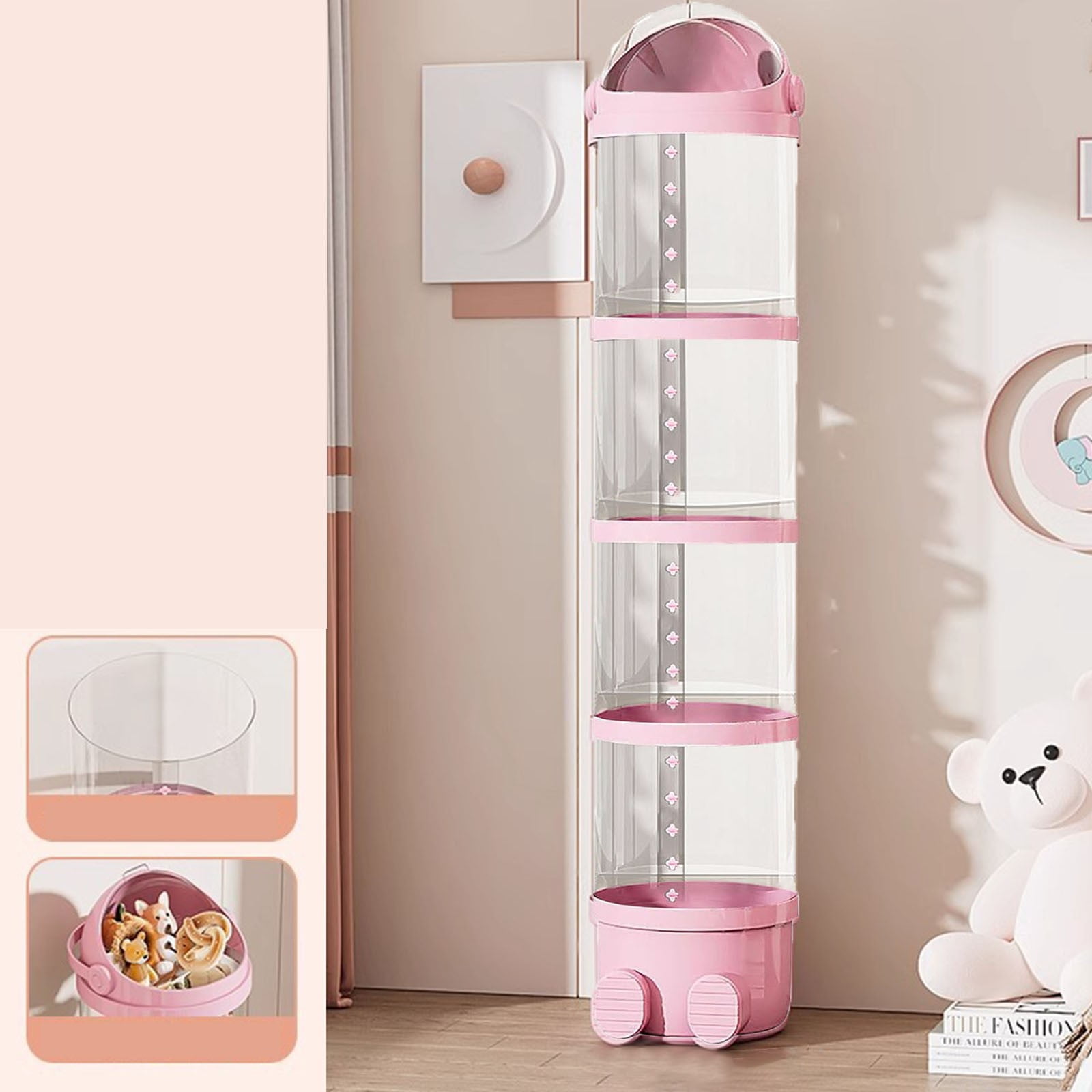 IMossad Vertical Toy Storage Tube for Stuffed Animals, Durable and Space-Saving Organizer for Kids, Transparent Design for Easy Retrieval