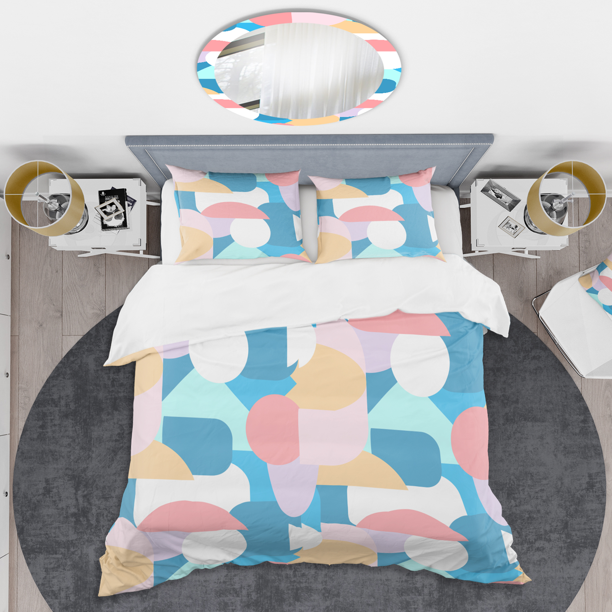 Designart 'Retro Geometrical Abstract Pattern II' Mid-Century Modern Duvet Cover Set