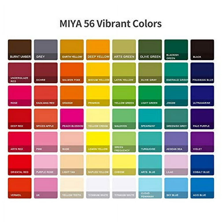 Miya Gouache Paint Set, 56 Colors x 30ml Unique Jelly Cup Design