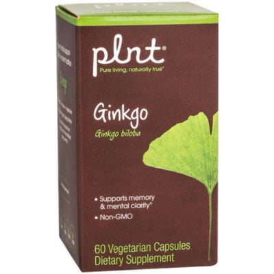 plnt Ginkgo 400mg  Supports Memory  Mental Clarity, NonGMO  Organic Full Spectrum Ginkgo Biloba Herb  Standardized Ginkgo Extract (60 Veggie