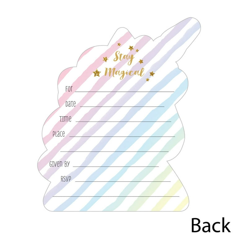 12 Sets Rainbow Unicorn Party Invitations Card Happy Birthday