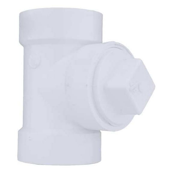 PVC Cleanout Tee with Plug, Hub x Hub x FNPT, 2 in Pipe Size