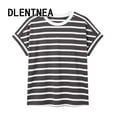 thumbnail image 3 of Dlentnea Womens Striped Tops Short Sleeve Shirts Summer Fashion Outfits Dressy Casual Business Blouse Clothes, 3 of 7