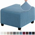 thumbnail image 1 of Chok 3 Tailles Carré Jacquard Durable Housse Extensible Personnalisée pour Repose-Pieds Ottoman Tabouret de Rangement Pliant Protecteur de Meuble Housse (Gris Foncé L), 1 of 7