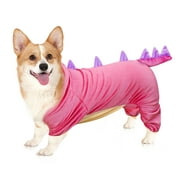 LAKWAR Dog Dinosaur Costume Halloween Funny Puppy Costume Pet Dino Hoodie Coat Warm Fleece Winter Clothes for Small Dogs