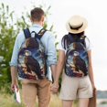 thumbnail image 4 of Disketp Night Sky Bald Eagle print Canvas Backpack Lightweight Travel Daypack Student Rucksack Laptop Backpack-Medium, 4 of 5