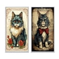 thumbnail image 2 of Designart "Illustration Vintage Chat Bleu avec Roses Rouges" Animaux Chat Art Mural Encadré Ensemble de 2 - Art pour Enfants Art Mural Encadré Bleu Ensemble de 2, 2 of 6