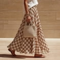 thumbnail image 3 of GUACER Gingham Maxi Skirt for Women Boho Plaid Tiered High Waisted A-Line Long Skirts Flowy Summer Beach Swing Skirts, 3 of 7