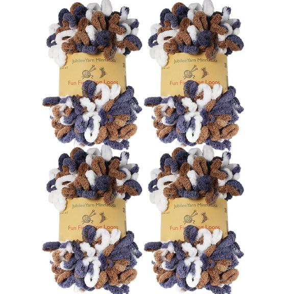 BambooMN Finger Knitting Yarn - Fun Finger Loops Yarn - Team Spirit Colors - 100% Polyester - 100g/Skein - Gold Navy White - 4 Skeins