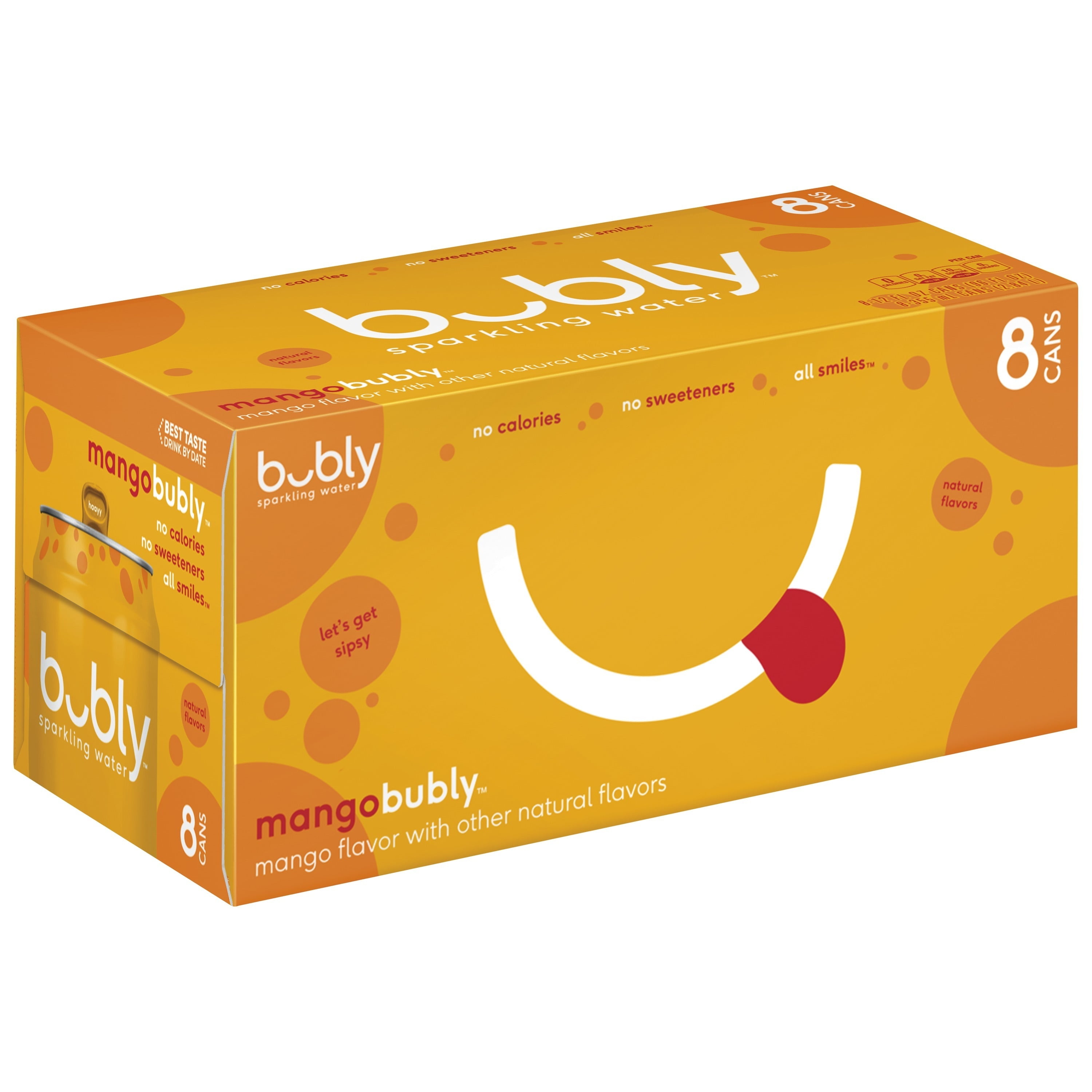 bubly Mango Flavored Sparkling Water, 12 oz, 8 Pack Cans