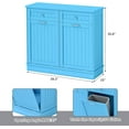 thumbnail image 3 of Tilt Out Trash Cabinet 10 Gallon Wooden Free Standing Laundry Sorter Cabinet,Recycling Cabinet with Hideaway Drawer,Tilt Out Trash Cabinet Can Bin Kitchen (Double Light Blue, Double Door), 3 of 14