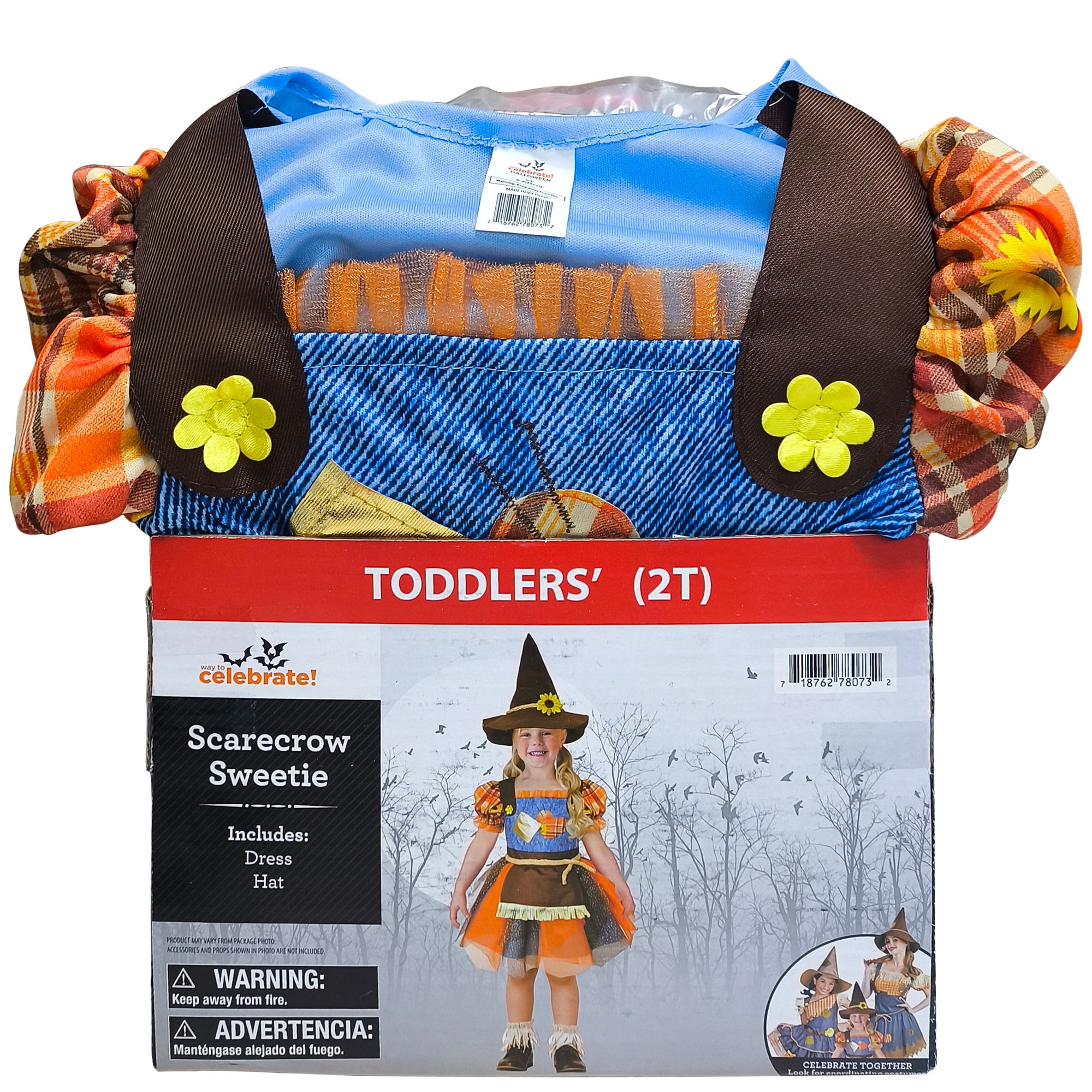 Scarecrow Sweetie Halloween Costume for Toddler, Size 2T, by Way to Celebrate