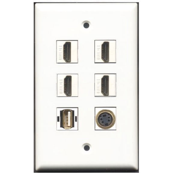 RiteAV - 4 Port HDMI 1 USB A-A 1 S-Video Wall Plate