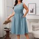 thumbnail image 5 of mfyjkho Vestidos para mujer, Vestido de verano de talla grande para mujer, sin mangas, con cuello redondo y estampado a la moda Vestidos maxi para mujer xxxl, 5 of 9