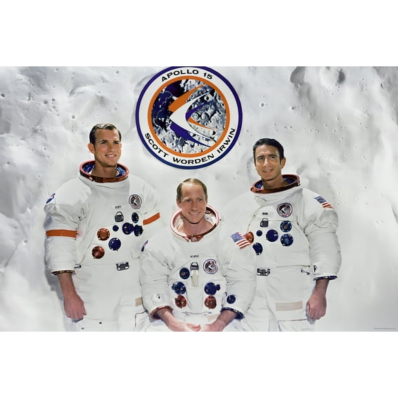 24"x36" Gallery Poster, prime crew Apollo 15 lunar landing mission Scott Worden Irwin