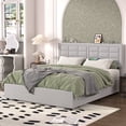thumbnail image 2 of VECELO Queen Bed Frame with Charging Station, Modern Button Tufted Upholstered Platform Bed Frame with Adjustable Headboard for Bedroom, No Box Spring Needed, Easy Assembly, Light Gray, 2 of 8