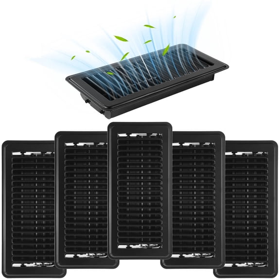 6 Pcs Floor Registers, 4 x 10" Floor Vent Covers with Adjustable Damper, Rust-proof Matte Black Steel Registers, Heavy-Duty Metal Floor Vents for Home, Office, School