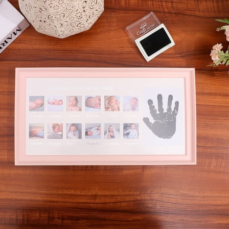 WHAMVOX Newborn Baby Photo Frame Pink PVC Material Holds 12 Pictures Perfect for Storage and Gifting