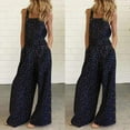thumbnail image 2 of Aayomet Jumpsuits For Women Prints Floral Wide Jumpsuit Pockets Straps Leg Vintage with Women's Women's Jumpsuit,Navy XXL, 2 of 4