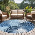 thumbnail image 4 of Round Area Rugs 8Ft, Navy Blue Palm Leaves Washable Rug for Living Room, Bedroom, Great Room, Summer Botanical Tropical Leaf Non Slip Area Rugs Low Pile Carpet for Home Decor, 4 of 8