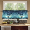 thumbnail image 4 of Wobogo Lovers Whales Pattern Kitchen Curtains 2 Piece Set Symmetrical Design Light Filtering Small Window Drapes Suitable for Bathroom Laundry Room and RV 57x24in, 4 of 9