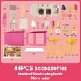 thumbnail image 4 of KOPPOP Play Kitchen for Toddlers with Light and Sound, Kids Kitchen Playset with Steam Sprayer and Sink, Learning Toy Kitchen Set for Boys and Girls Ages 3 4 5 6 (Pink), 4 of 7