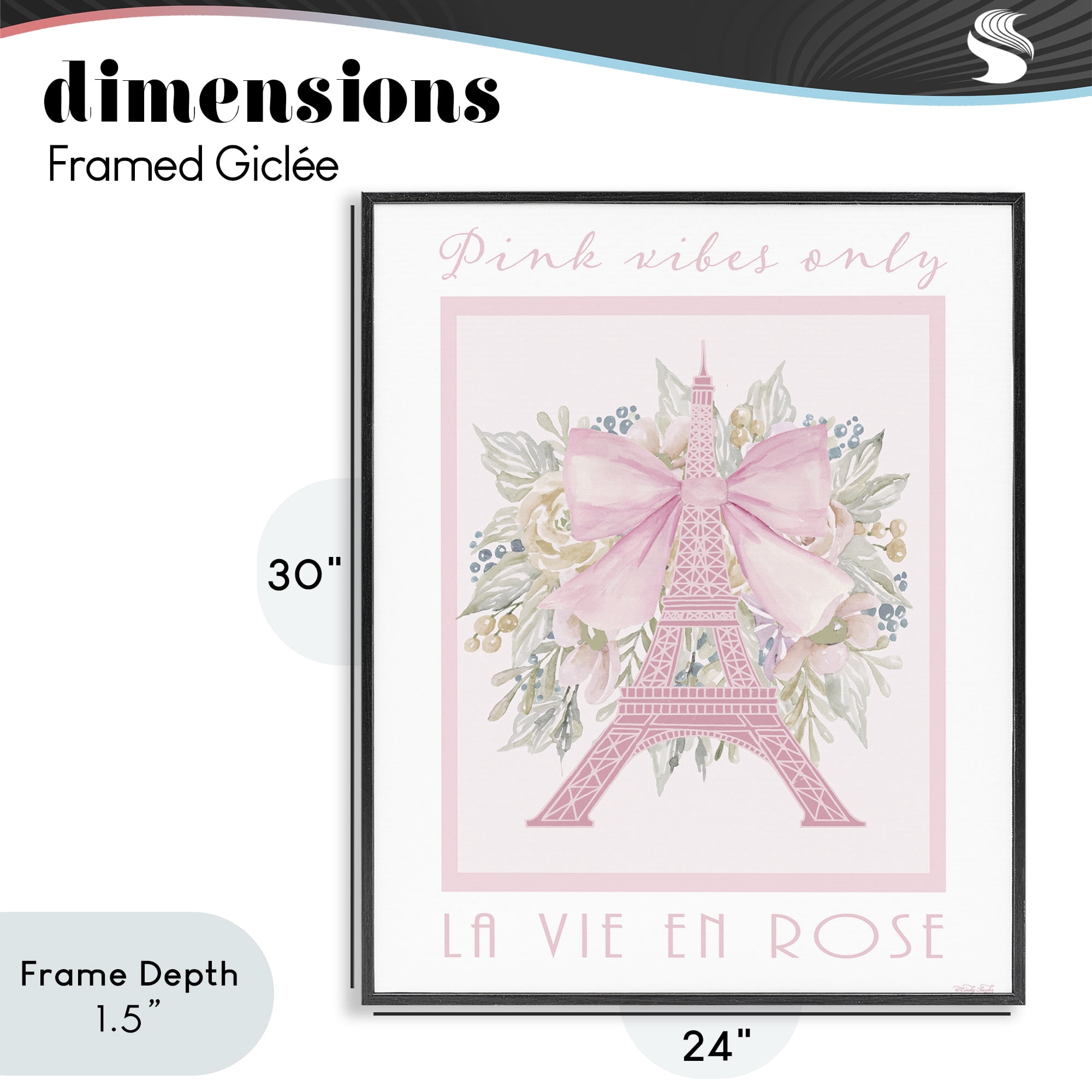 Stupell Industries Pink Vibes Only Paris Black Framed Giclee Art, design by Cindy Jacobs
