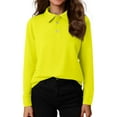 thumbnail image 2 of Knosfe Girls' Long Sleeve Polo Shirt Classic Solid Color Soft Top School Uniform Casual Wear for Kids Yellow 110, 2 of 5