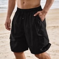 thumbnail image 2 of Uwinwear Mens Quick-drying Cargo Shorts Stretch Cotton Drawstring Waist Short Pants With 4 Pockets Relax Fit Summer Casual Shorts for Men,Black,XL, 2 of 7