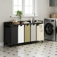 thumbnail image 2 of Laundry Hamper with Shelf, Laundry Basket 5 Section, Laundry Sorter with Pull-Out Removable Large 5 Color Bags and Movable Wheels, Metal Frame, 5 x 15.87 Gallons (60L), Black PF08XLK, 2 of 4