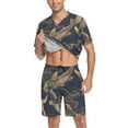 thumbnail image 3 of joogoo Men's Pajama Set Artistic Fish V-Neck Pj Shorts Set 2 Piece Loungewear Sleepwear XL, 3 of 7