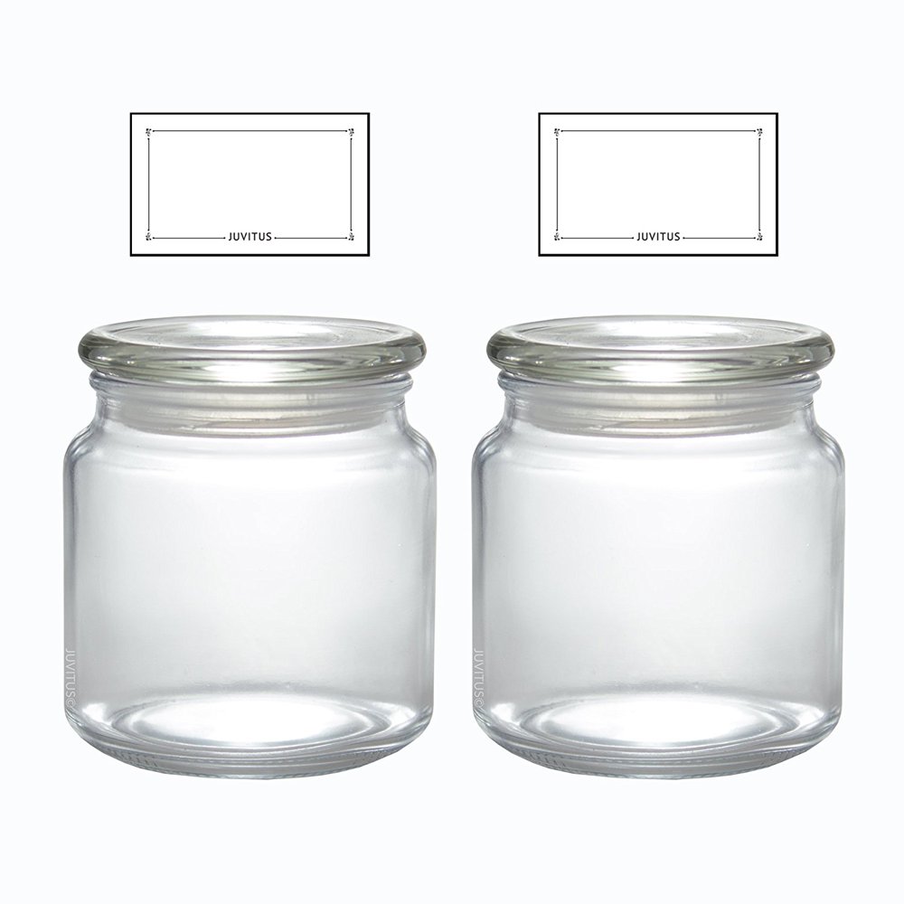 Large 16 oz Candle Glass Jar with Airtight Glass Cover Lid (2 pack