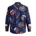 thumbnail image 6 of LNZGNM Men's Mardi Gras Shirt Lapel Mask Printed Button Down Shirt Plus Size Long Sleeve T-Shirt Fashion Mardi Gras Tops,Purple Pink M, 6 of 6