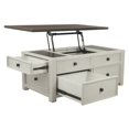 thumbnail image 4 of Cocktail Table With Spring Lift Top and Multiple Drawers, Brown and White- Saltoro Sherpi, 4 of 5