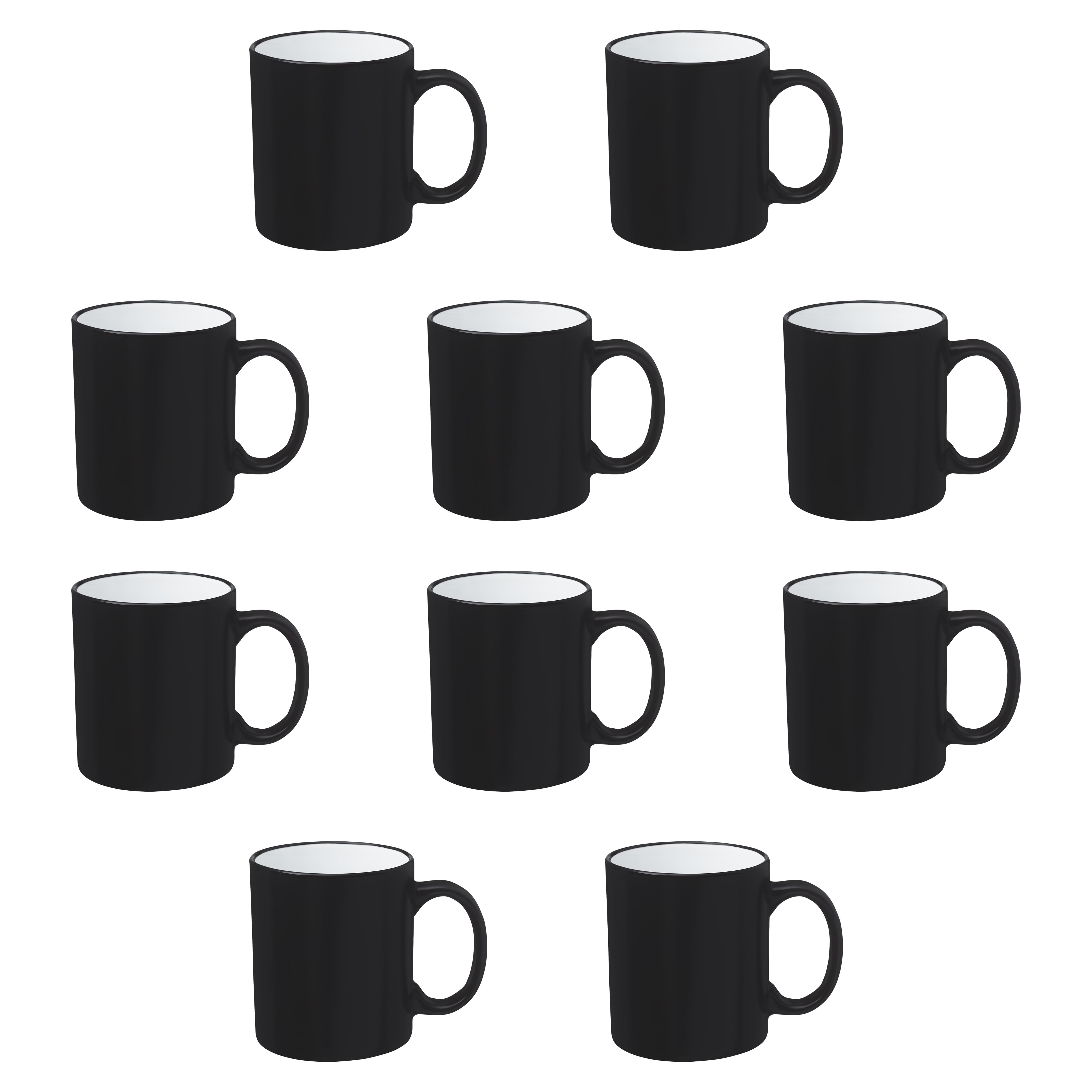 10 Matte TwoTone Coffee Mugs Set, 11 oz. Stoneware, Drinkware
