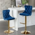 thumbnail image 6 of ODUSE-DAILY Navy Velvet Bar Stools Set of 4 - Adjustable Swivel Counter Height Chairs with Tufted Back and Nailhead Trim for Kitchen Island Pub Restaurant (4Pcs, Gold Metal, Blue), 6 of 12