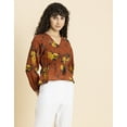 thumbnail image 2 of MoomayaWomens PrintedSurplice Neckline Top, Long Sleeves Designer Cotton Tops, 2 of 8