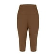 thumbnail image 5 of EchfiProm Capri Soft Leggings for Women Brown Gym Athletic Elastic Waist High Waisted Pants L, 5 of 7