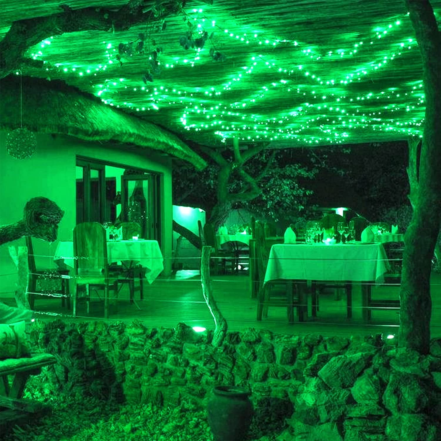JMEXSUSS 2 Pack 200 LED Solar Halloween Lights, 75.5ft Green Solar Lights Outdoor Waterproof, 8 Lighting Modes Solar String Lights for Patio, Garden, Tree, Christmas, Halloween Decorations