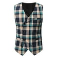 thumbnail image 6 of IROINNID Men's Sleeveless V-Neck Short Vest Stripes Leisure Four Seasons Fit Formal Button Down Suit Vest, 6 of 9