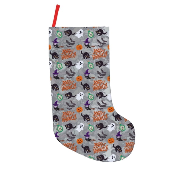 Rateoe Happy Halloween Print Christmas Stockings,18 Inch Large Christmas Stockings Decoration Ornaments for Holiday Home Fireplace Indoors